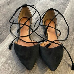Black tie up flats